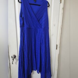 Torrid Royal Blue Asymmetrical Lace Dress.